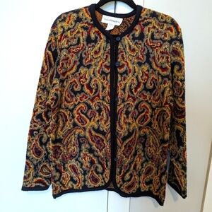 😄 Norton McNaughton vintage paisley cardigan sweater sz L